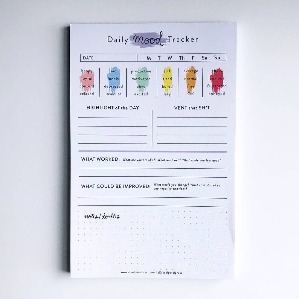 rainbow mood self care tracker notepad – the iron cactus of