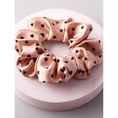 Heart Flocking Soft Tone Satin Scrunchies: MIX COLOR