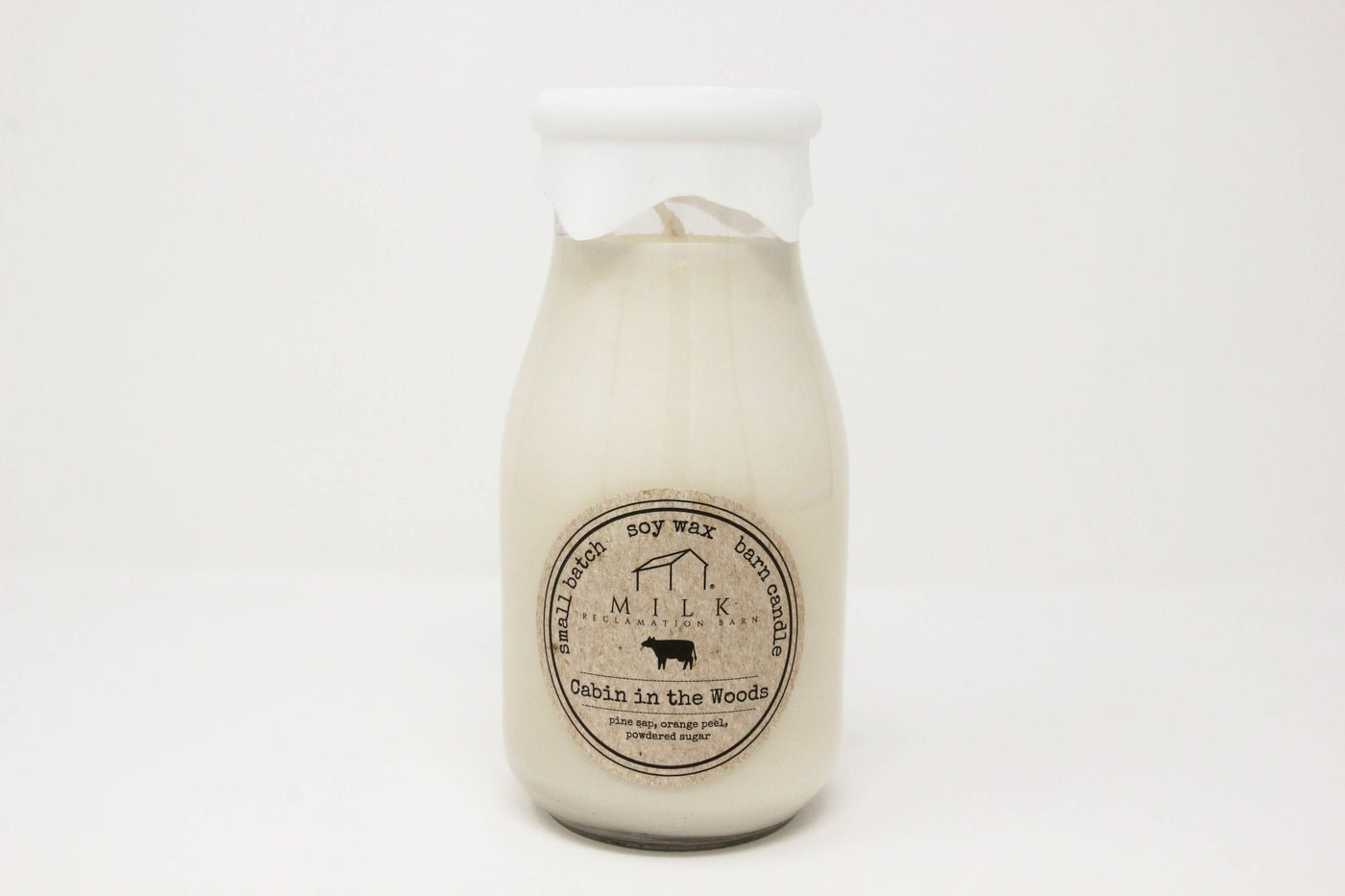 Milk Bottle Candle Cabin in the Woods (Pine, Orange Peel)