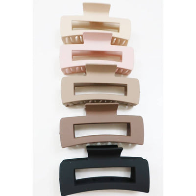 Neutral Color Matte Cut Out Rectangle Hair Claw