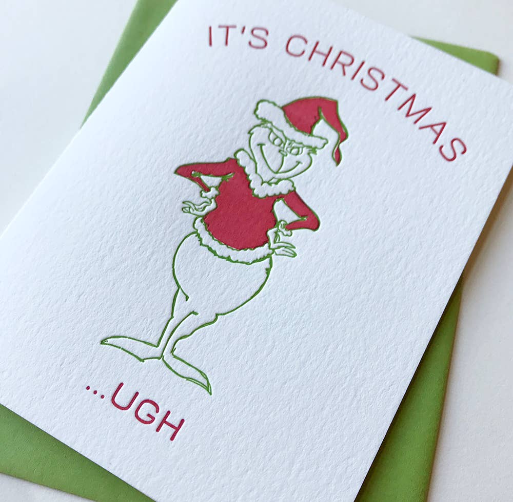 Grinch Christmas - Letterpress Holiday Christmas Card: Single card