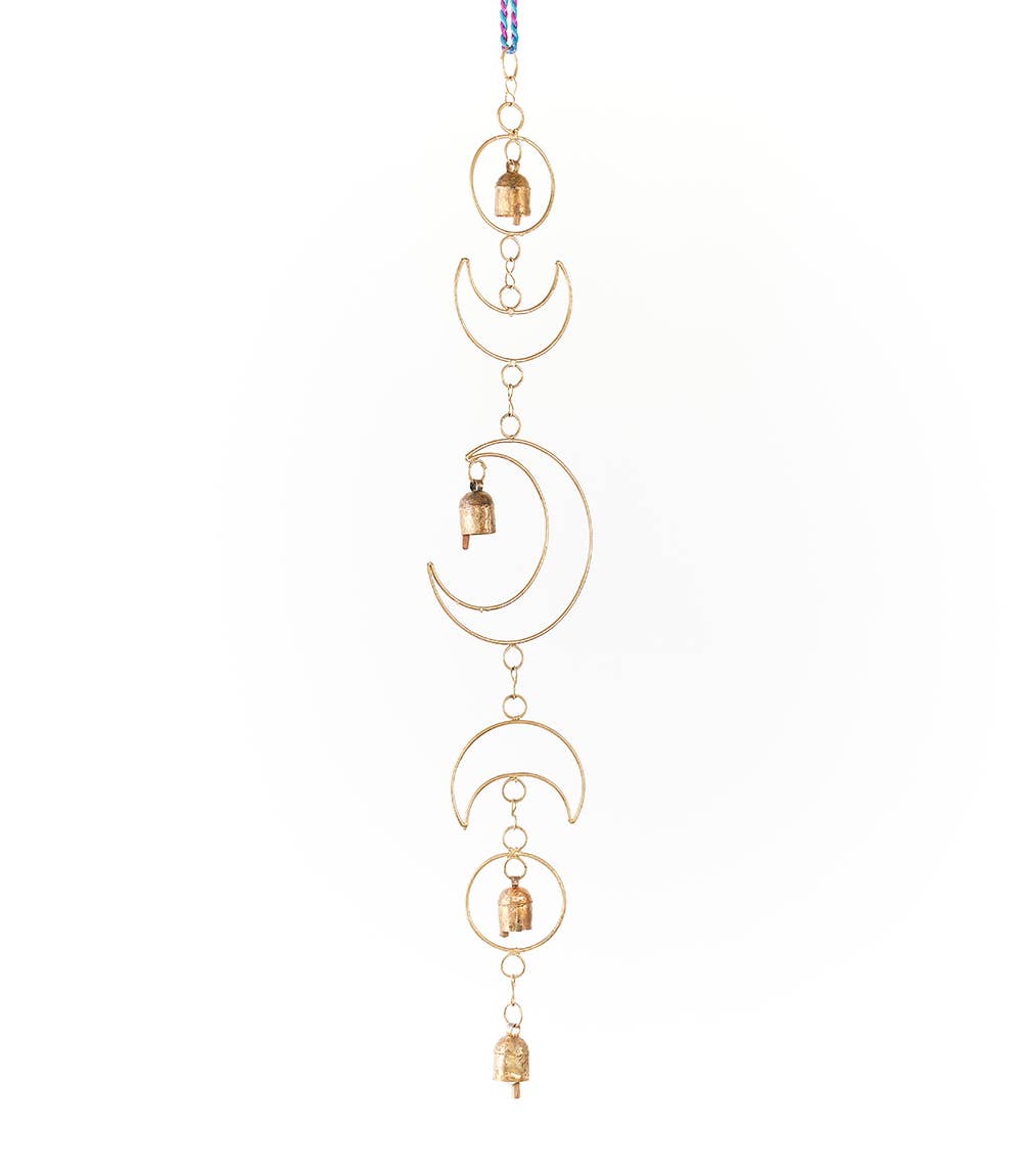 Indukala Large Moon Phase Bell Wind Chime - Home Decor