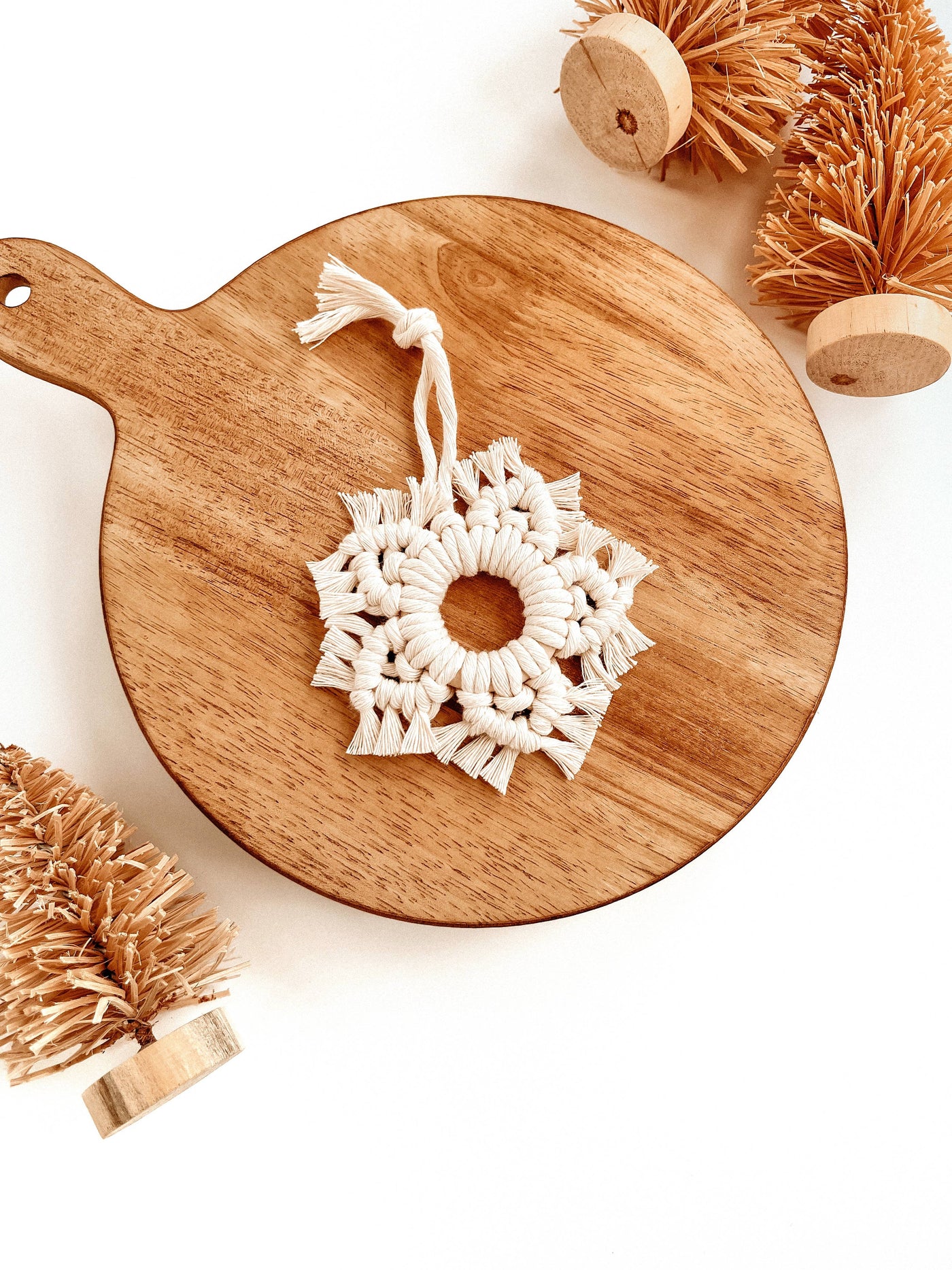 Macrame Ornament | Boho Snowflake | Christmas Tree Decor: White