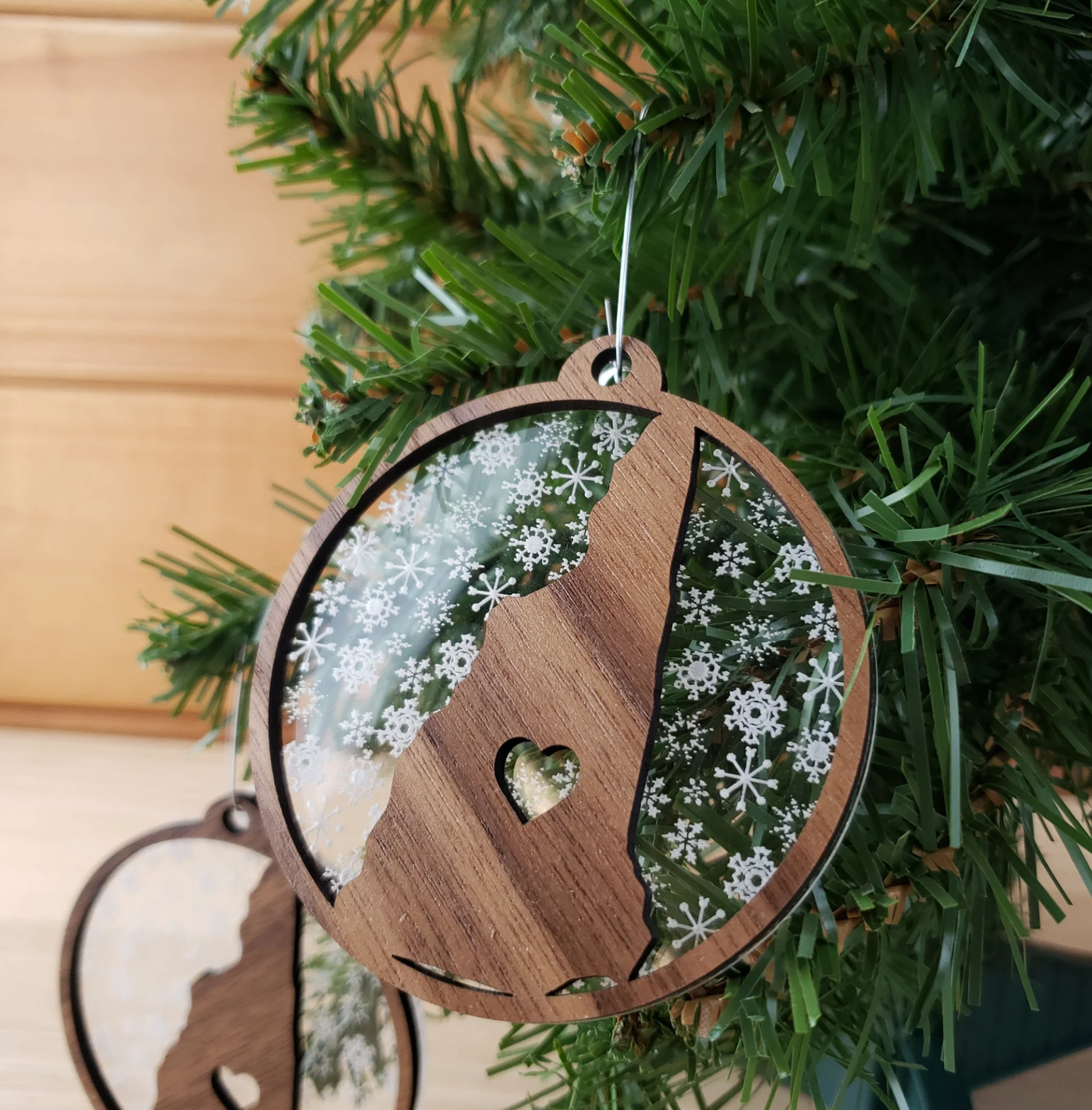 New Hampshire Wooden Laser Cut Holiday Christmas Ornament