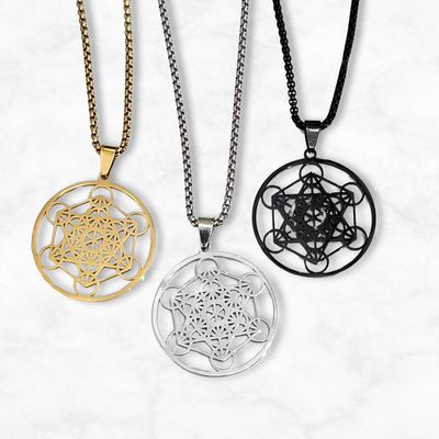 Stainless Steel Metatron Cube Pendant Necklace