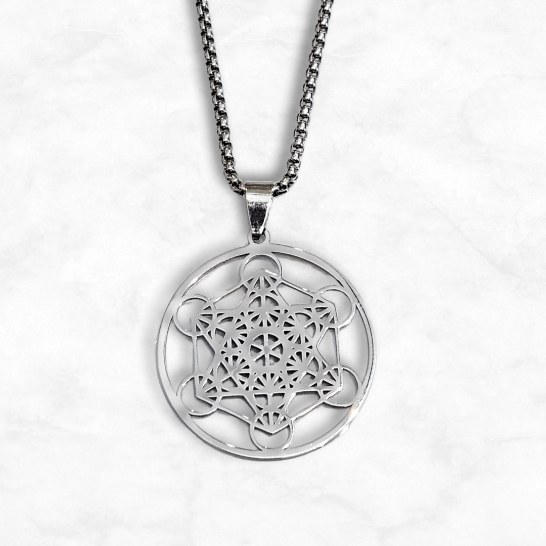 Stainless Steel Metatron Cube Pendant Necklace