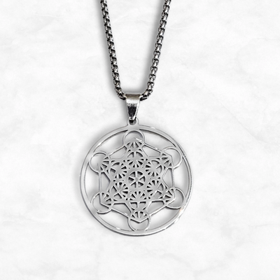 Stainless Steel Metatron Cube Pendant Necklace