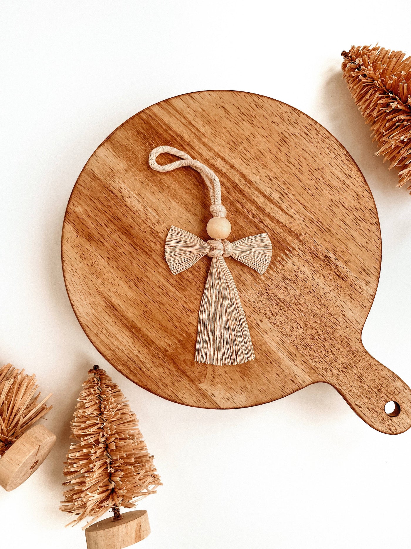 Macrame Ornament | Boho Angel | Christmas Tree Holiday Decor: White