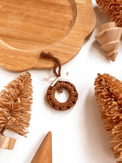 Macrame Ornament | Jingle Bell Wreath | Boho Christmas Tree: Cream