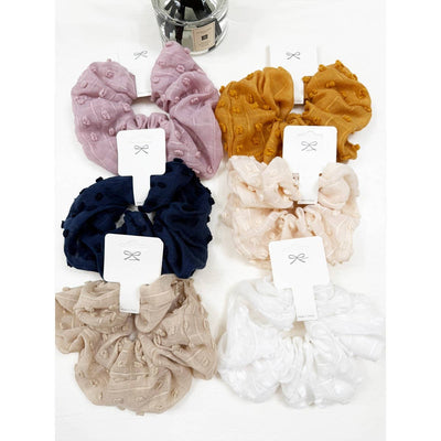 Pompom Textured  Soft Tone Jumbo Scunchie: MIX COLOR / ONE