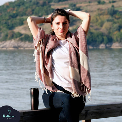 Turkish Towel | Peshtemal | Sand Resistant Beach Towel: Light Gray