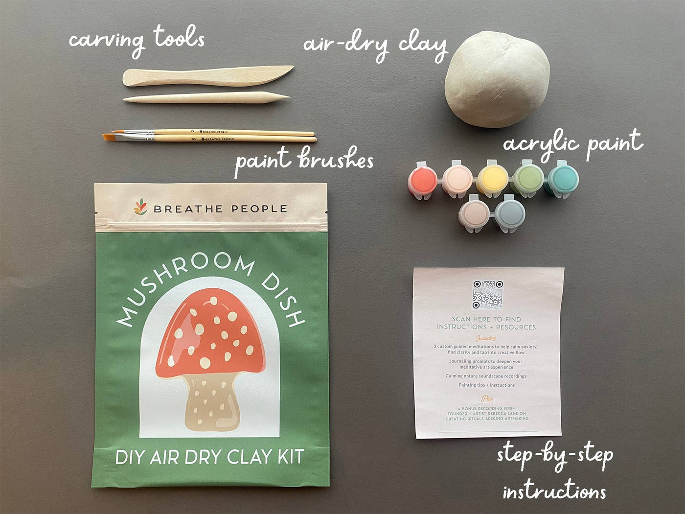 DIY Air Dry Clay Kit - Make Your Own Mushroom Dish