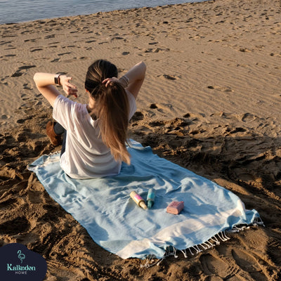 Turkish Towel | Peshtemal | Sand Resistant Beach Towel: Light Gray