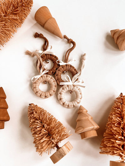 Macrame Ornament | Jingle Bell Wreath | Boho Christmas Tree: Cream