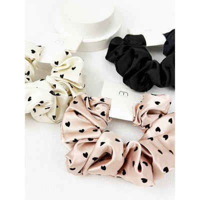 Heart Flocking Soft Tone Satin Scrunchies: MIX COLOR