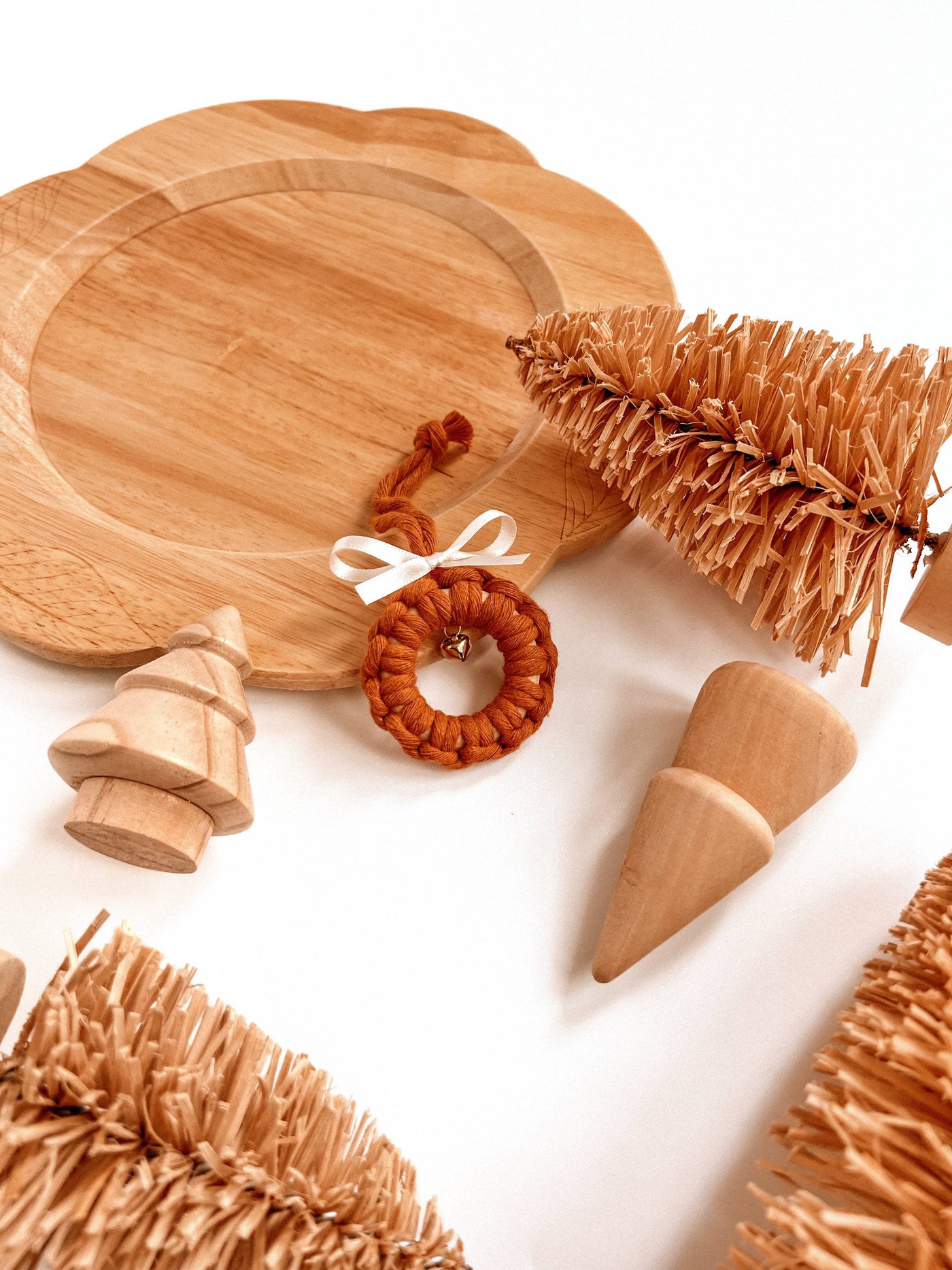 Macrame Ornament | Jingle Bell Wreath | Boho Christmas Tree: Cream