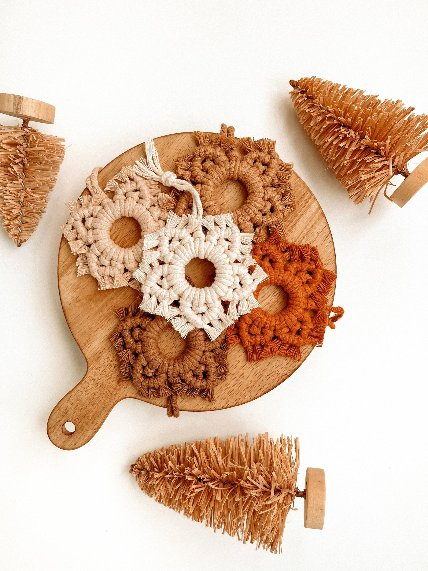 Macrame Ornament | Boho Snowflake | Christmas Tree Decor: Honey