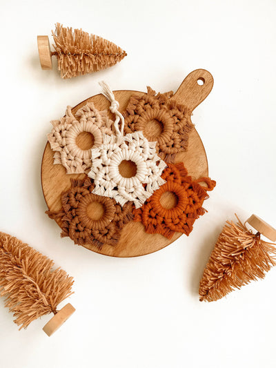 Macrame Ornament | Boho Snowflake | Christmas Tree Decor: White