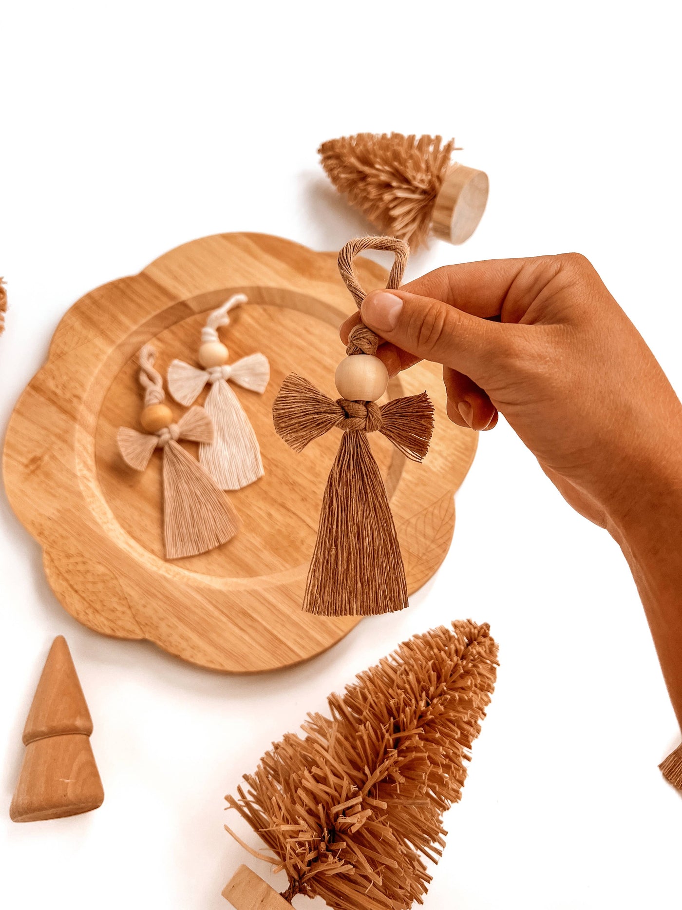 Macrame Ornament | Boho Angel | Christmas Tree Holiday Decor: White