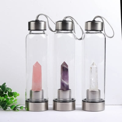 Crystal-Infused Glass Water Bottle