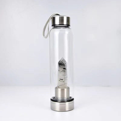 Crystal-Infused Glass Water Bottle