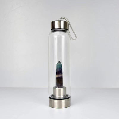 Crystal-Infused Glass Water Bottle