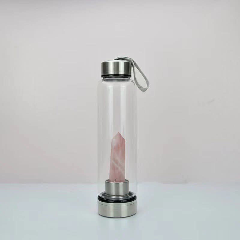 Crystal-Infused Glass Water Bottle