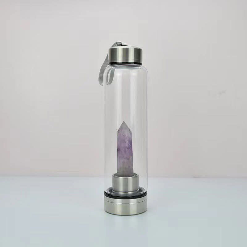 Crystal-Infused Glass Water Bottle