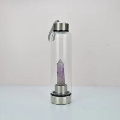 Crystal-Infused Glass Water Bottle