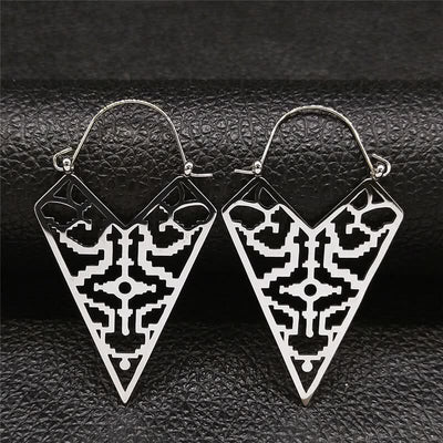 Stainless Steel Geometric Triangle Boho Hoop Earrings