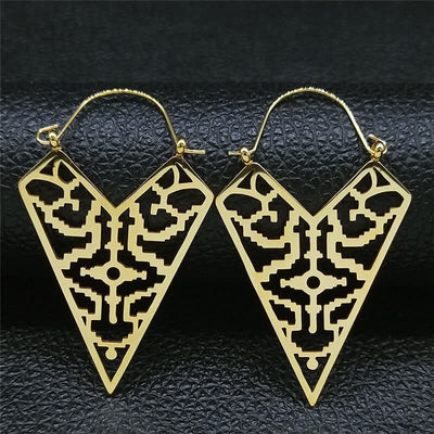 Stainless Steel Geometric Triangle Boho Hoop Earrings