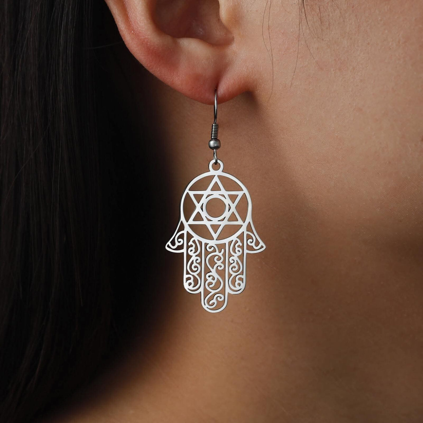 Hamsa Pentacle of David Earrings