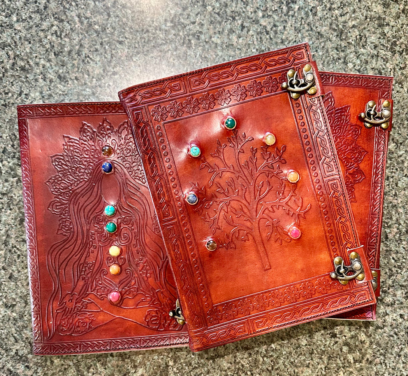 Handmade in India Leather Crystal Journal Notebook 8x6