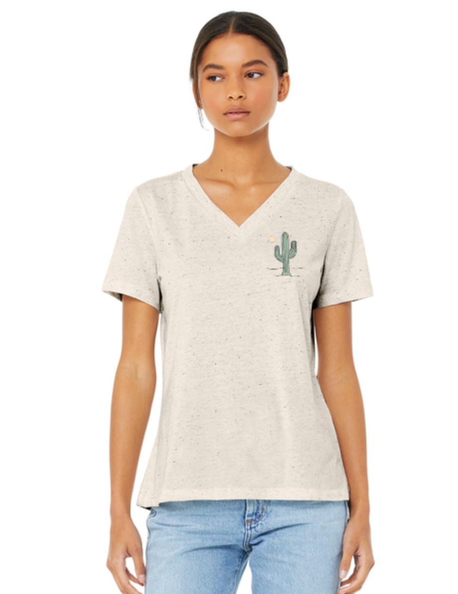 The Iron Cactus Women's V-Neck T-Shirt Ivory