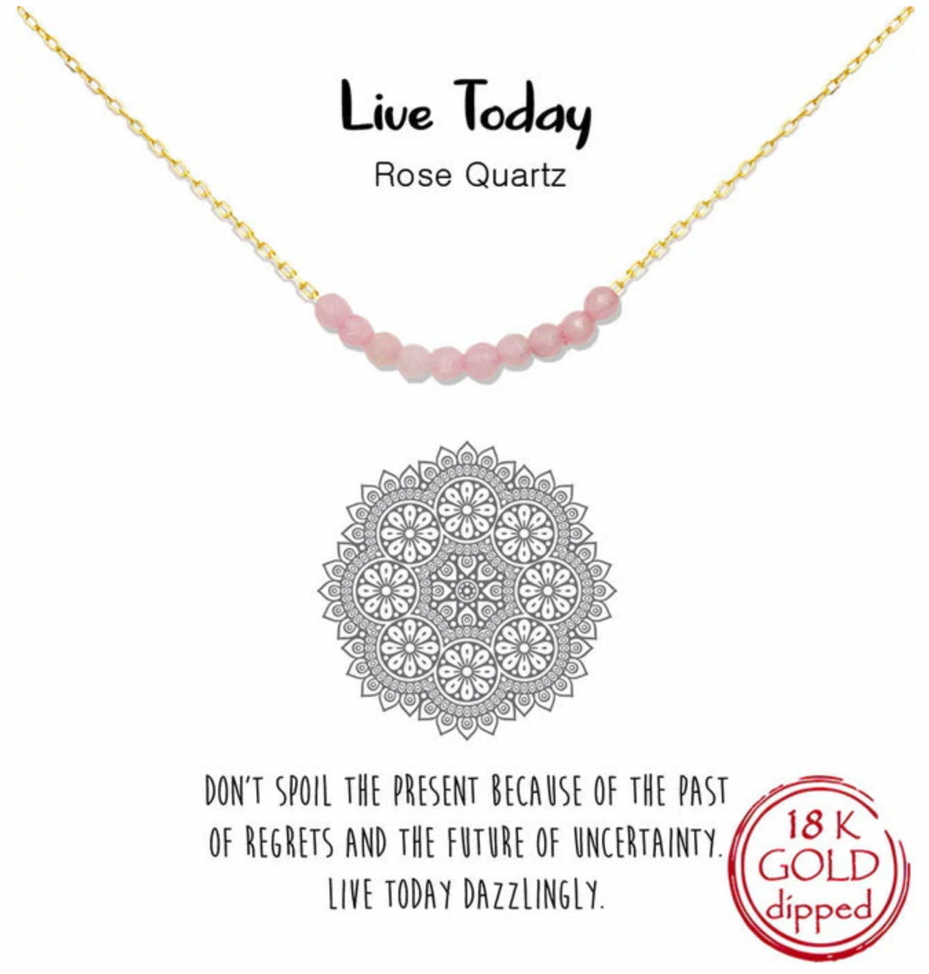 LIVE TODAY Natural Stone Bead Short Chain Necklace - Rose Quartz
