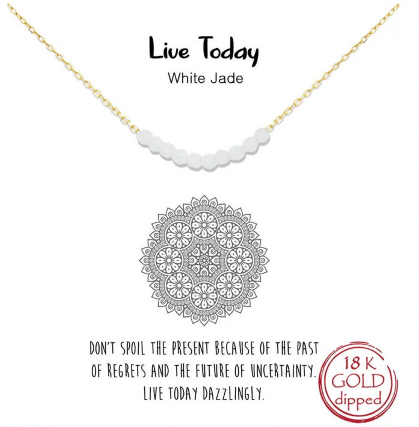 LIVE TODAY Natural Stone Bead Short Chain Necklace - White Jade