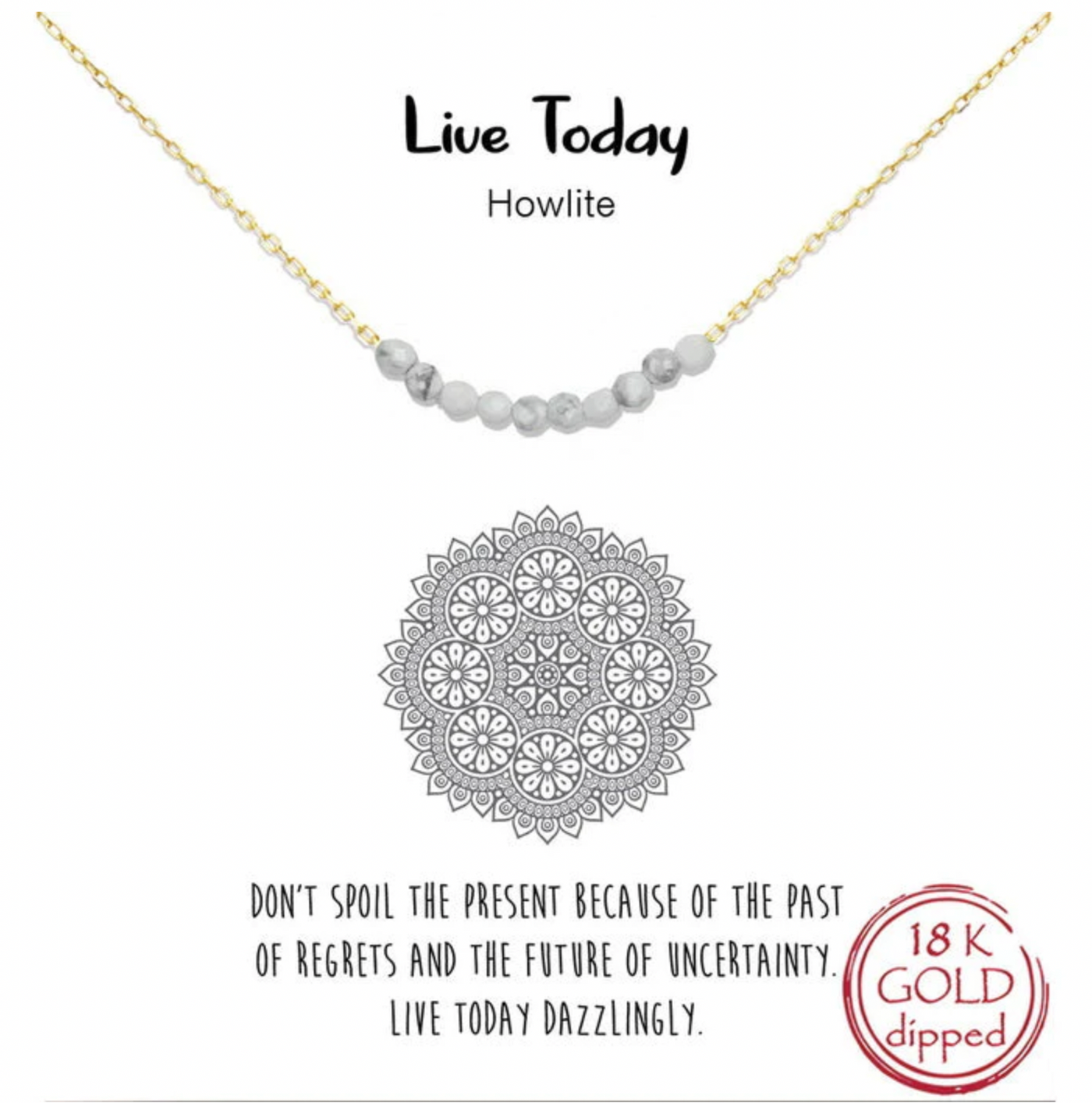 LIVE TODAY Natural Stone Bead Short Chain Necklace - Howlite