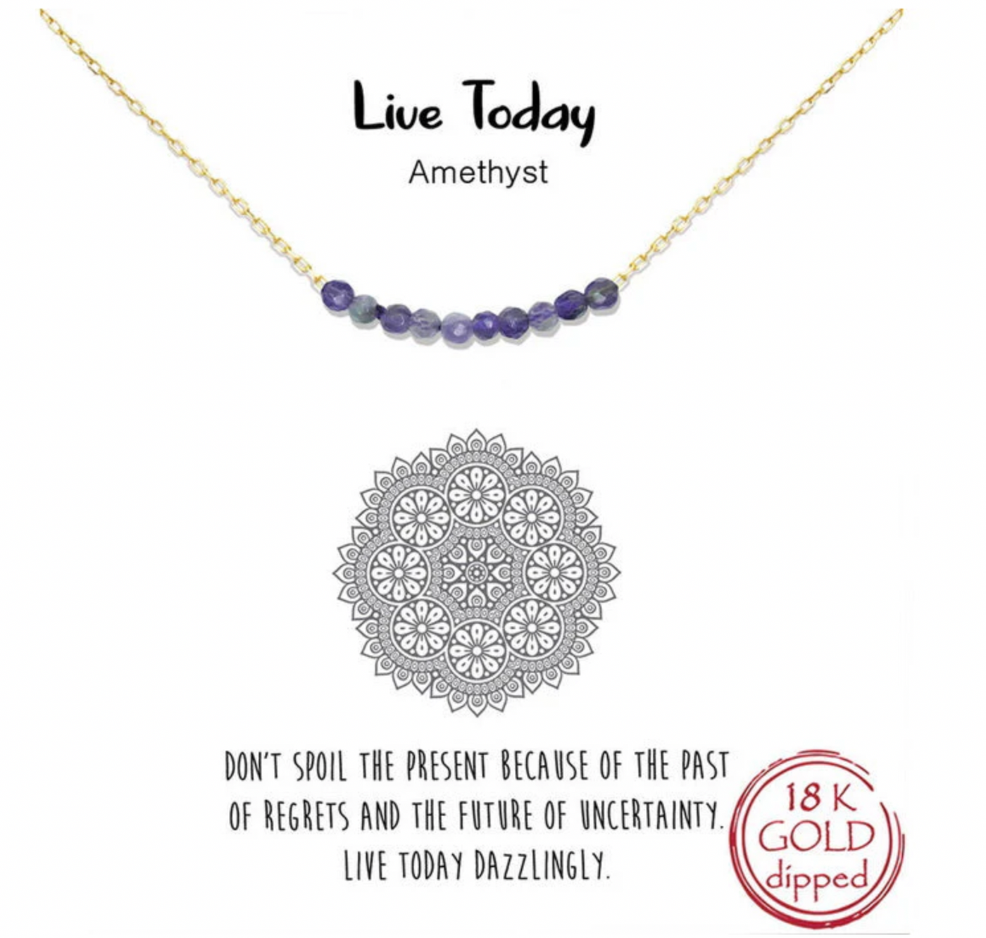 LIVE TODAY Natural Stone Bead Short Chain Necklace - Amethyst