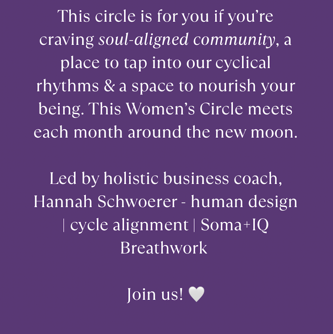 Monthly Women's Circle! Sun, Dec 14th 10:30AM-12:00PM