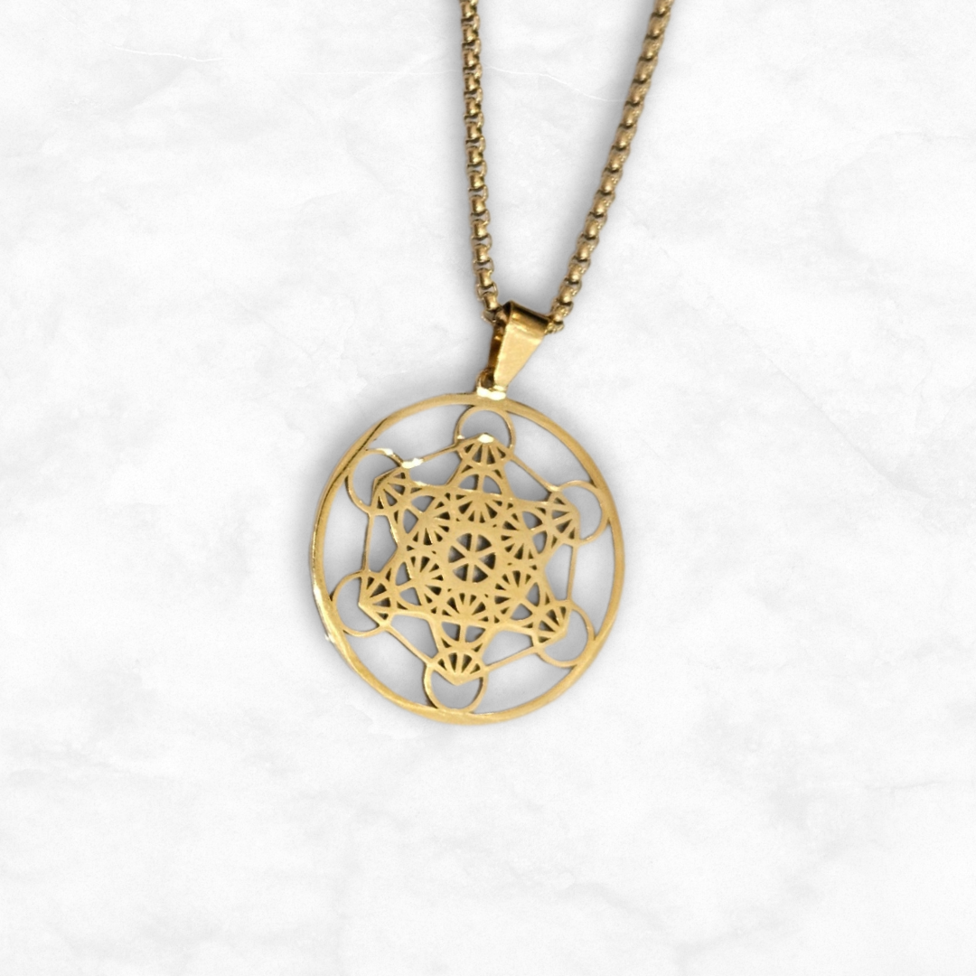 Stainless Steel Metatron Cube Pendant Necklace