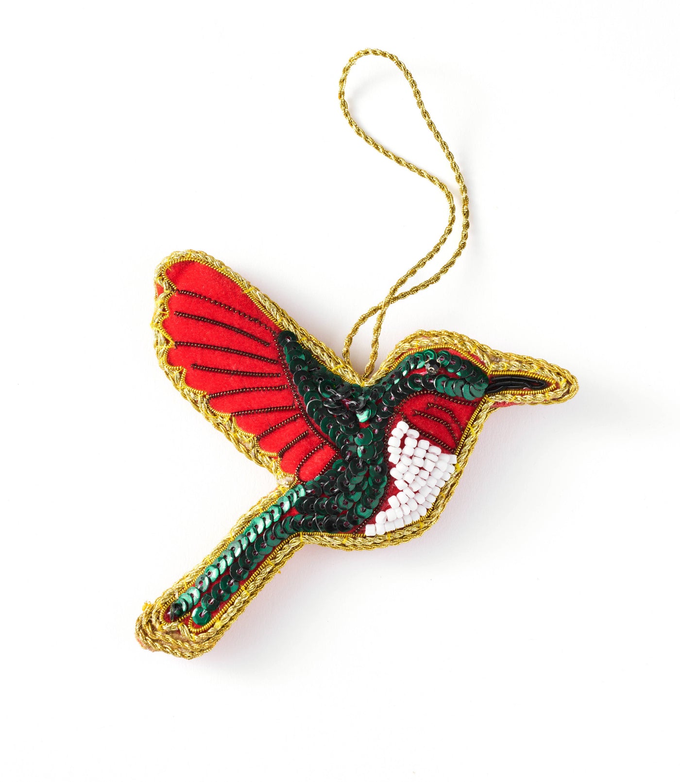 Larissa Plush Hummingbird Beaded Fabric Ornament