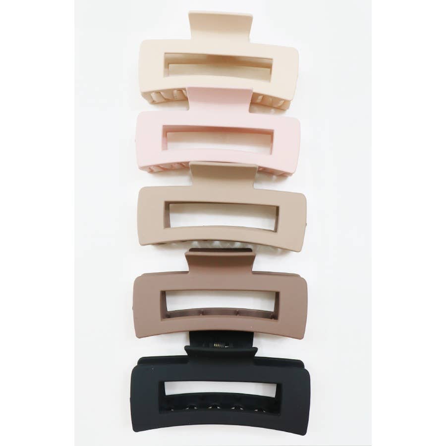 Neutral Color Matte Cut Out Rectangle Hair Claw