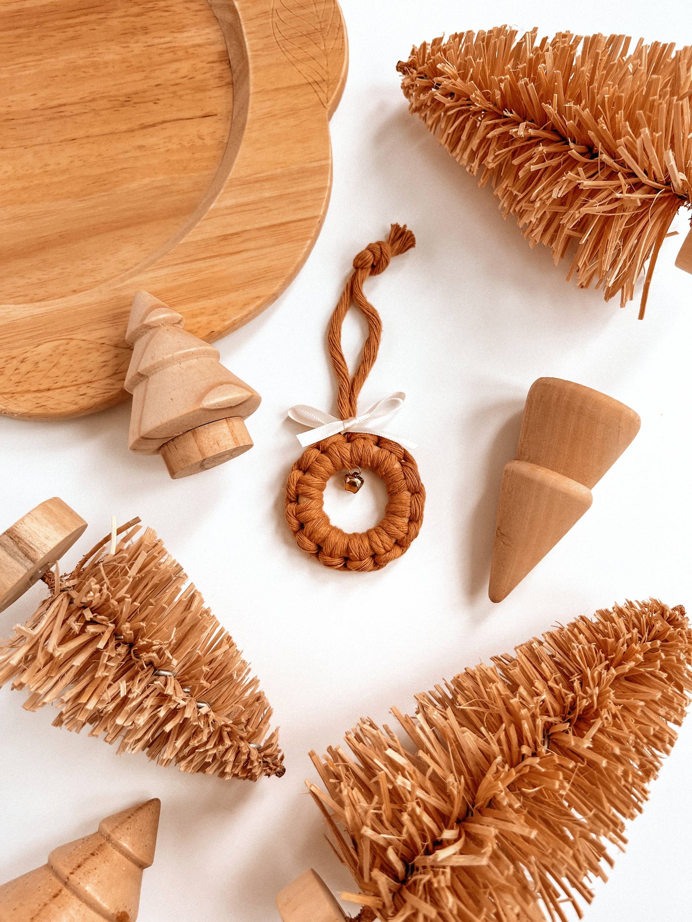 Macrame Ornament | Jingle Bell Wreath | Boho Christmas Tree: Cream