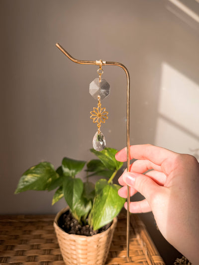 Plant Stake | Hanging Suncatcher Prisms | Daisy Flower Charm
