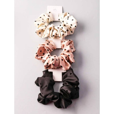Heart Flocking Soft Tone Satin Scrunchies: MIX COLOR