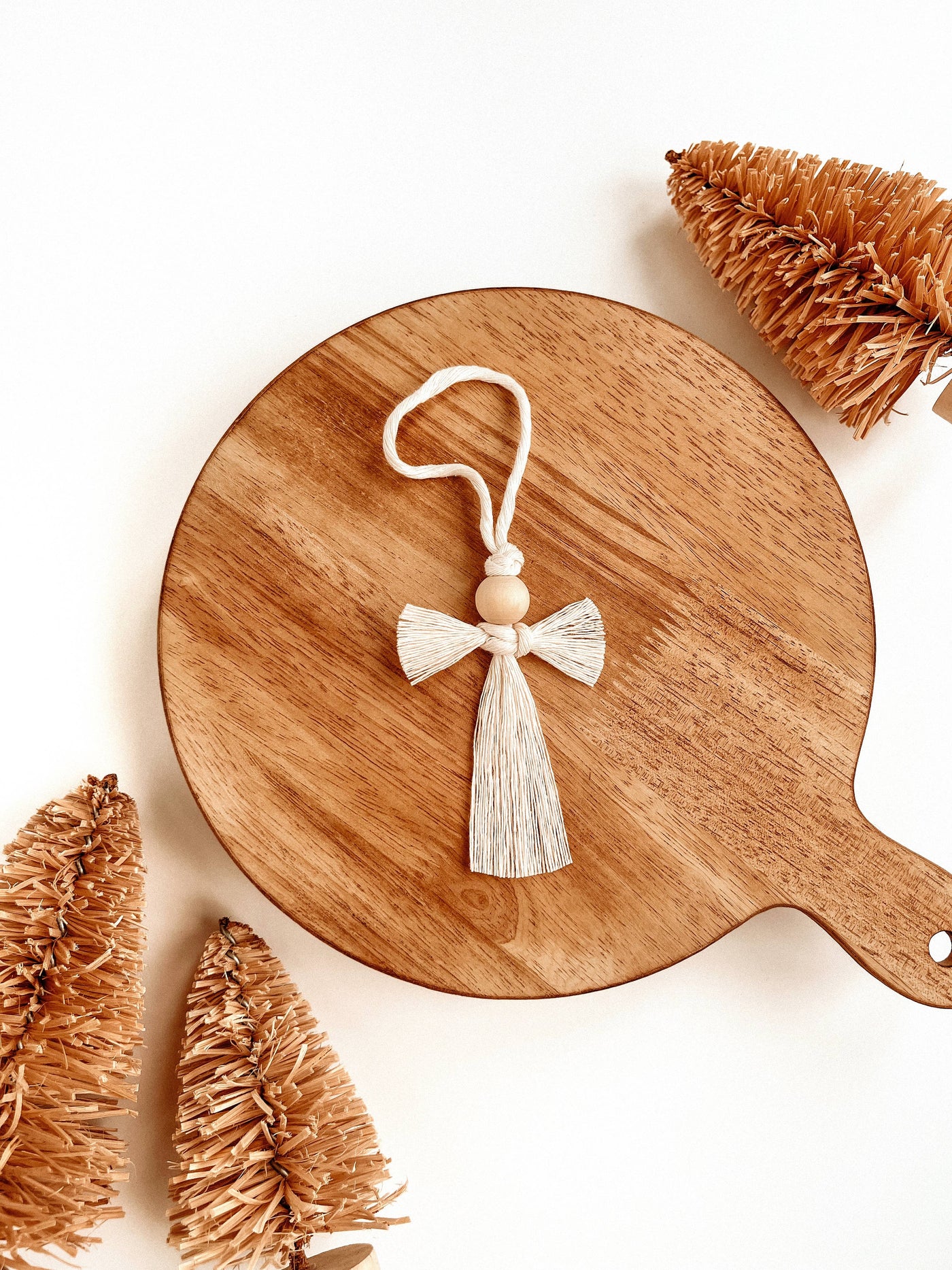 Macrame Ornament | Boho Angel | Christmas Tree Holiday Decor: White