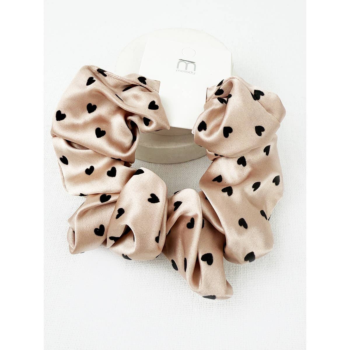 Heart Flocking Soft Tone Satin Scrunchies: MIX COLOR