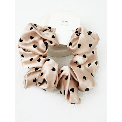 Heart Flocking Soft Tone Satin Scrunchies: MIX COLOR