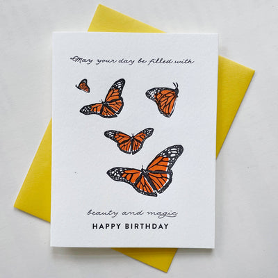 Magic Butterfly Happy Birthday - Letterpress Birthday Card