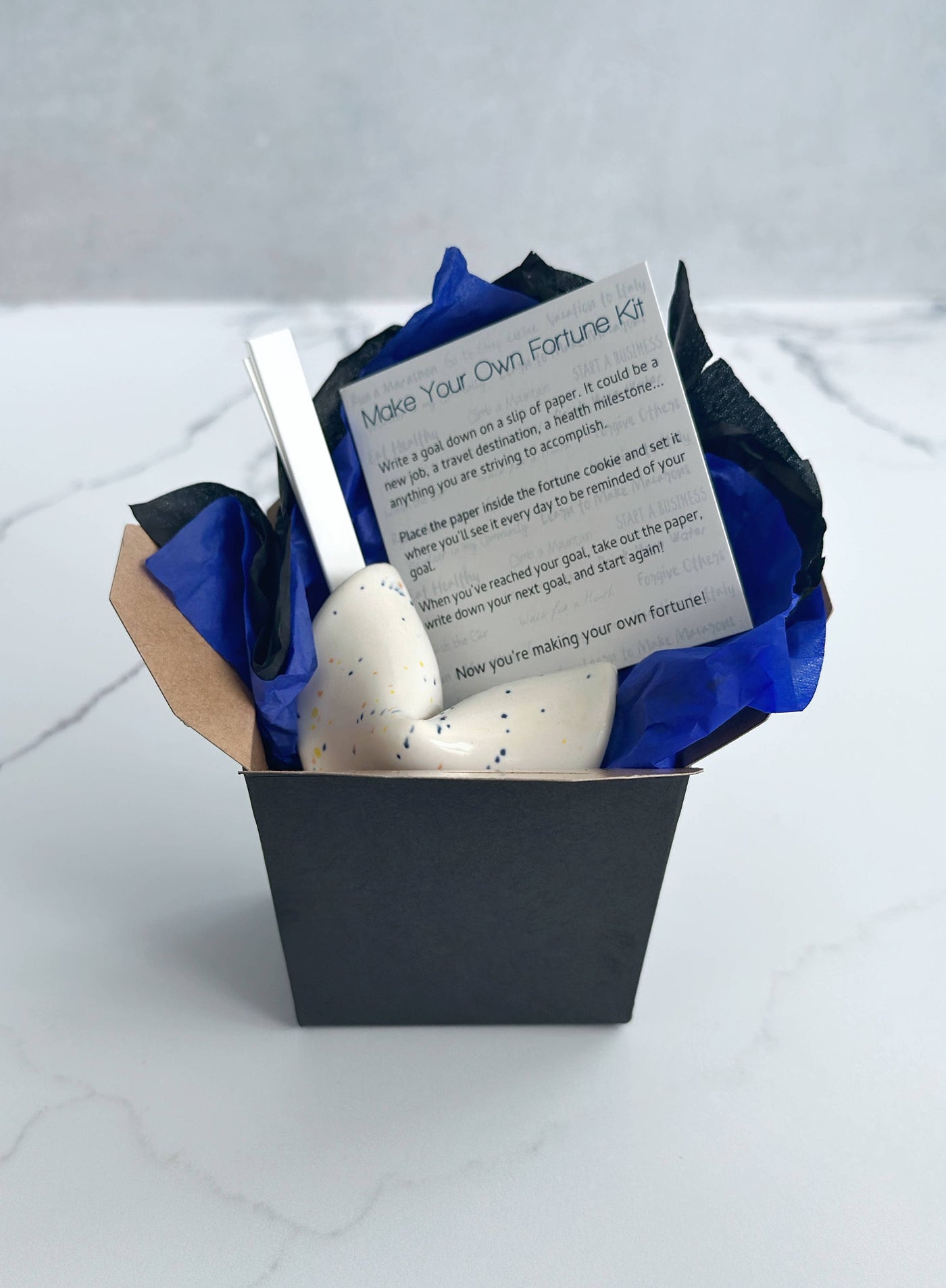 Speckled White Make Your Own Fortune Kit : Takeout Box